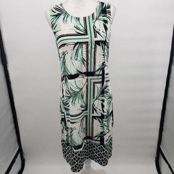 DANA BUCKMAN Travel Anywhere Packable Sheath Dress Floral Leaf Print S NWT - Picture 2 of 11